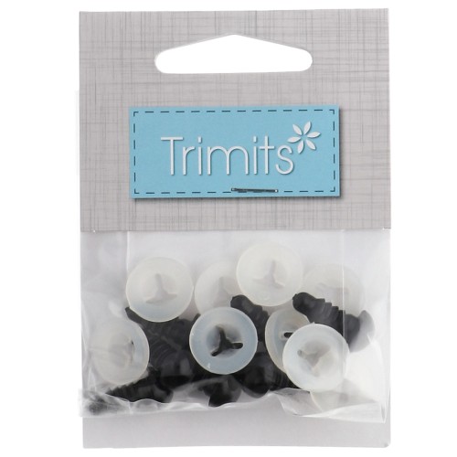 Occhi di sicurezza in plastica - per peluche e amigurumi - 9 mm - Nero x 4 paia