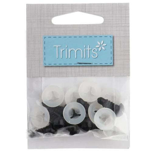 Occhi di sicurezza in plastica - per peluche e amigurumi - 9 mm - Nero x 4 paia