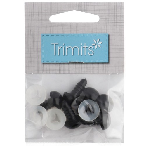 Occhi di sicurezza in plastica - per peluche e amigurumi - 12 mm - Nero x3 paia