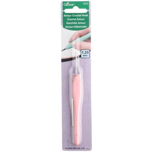 Uncinetto Clover Amour n. 4 in acciaio da 1,25 mm con manico rosa pastello x1