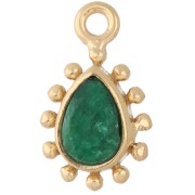 Sillimanite - Ciondolo a forma di goccia 13x8 mm con palline - Dorato con oro fino - Imitazione smeraldo Ciondolo a forma di goccia 13x8 mm con palline - Dorato con oro fino - Imitazione smeraldo
