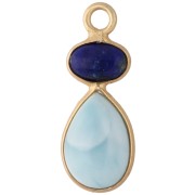 Lapislazzuli - Pendente geometrico 20x8 mm - Dorato con oro fino - Larimar - Lapislazzuli x1 Pendente geometrico 20x8 mm - Dorato con oro fino - Larimar - Lapislazzuli x1