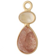 Pendente geometrico 20x8 mm - Dorato con oro fino - Pietra del sole - Citrino x1