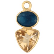 Ciondolo geometrico 19x9 mm - Dorato con oro fino - Apatite - Citrino x1