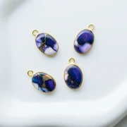 Ciondolo ovale 18x11 mm in pietra semipreziosa - Turchese Oyster Violet x1