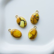 Ciondolo ovale 18x11 mm in pietra semipreziosa - Turchese Oyster Giallo x1