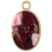 Ciondolo ovale 18x11 mm in pietra semipreziosa - Turchese Oyster Rouge x1
