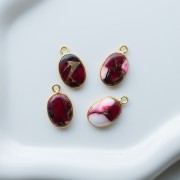 Ciondolo ovale 18x11 mm in pietra semipreziosa - Turchese Oyster Rouge x1