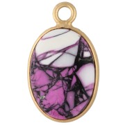 - Ciondolo ovale 18x11 mm in pietra semipreziosa - Turchese Oyster Rose x1 Ciondolo ovale 18x11 mm in pietra semipreziosa - Turchese Oyster Rose x1