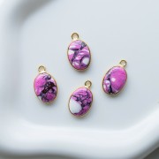 Ciondolo ovale 18x11 mm in pietra semipreziosa - Turchese Oyster Rose x1