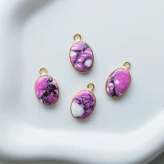 Ciondolo ovale 18x11 mm in pietra semipreziosa - Turchese Oyster Rose x1