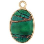 Ciondolo ovale 18x11 mm in pietra semipreziosa - Turchese Oyster verde scuro x1
