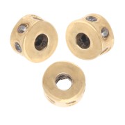 Perla a disco 5x3 mm con ossidi di zirconio - Dorato con oro fino - Crystal x1