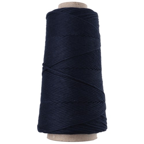 Gomitolo di cordoncino in cotone macramè Organic Cotton Detox XL pettinato - Blu navy x 200 m