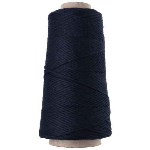 Gomitolo di cordoncino in cotone macramè Organic Cotton Detox XL pettinato - Blu navy x 200 m