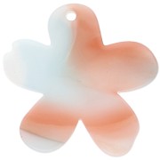 Ciondolo a forma di fiore in acetato 32x30 mm - Azzurro marmorizzato - Bianco - Rame perlato x1