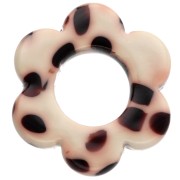 Ciondolo a forma di fiore in acetato da 14 mm - Marrone screziato - Crema x1