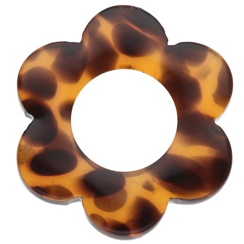 Ciondolo a forma di fiore in acetato da 14 mm - Terrazzo Brown - Nero x1