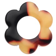 Ciondolo a forma di fiore in acetato da 14 mm - Tartaruga - Marrone - Nero x1