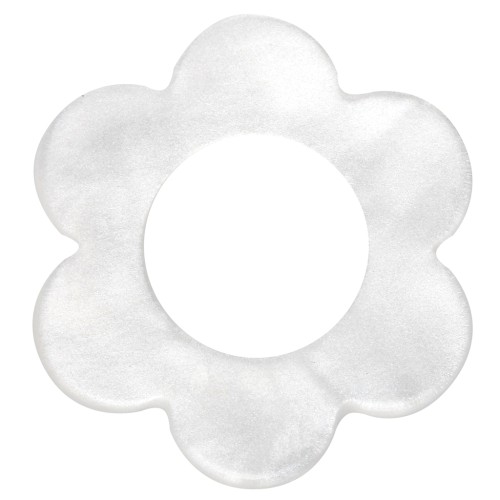 Ciondolo a forma di fiore in acetato da 14 mm - Bianco perlato x1