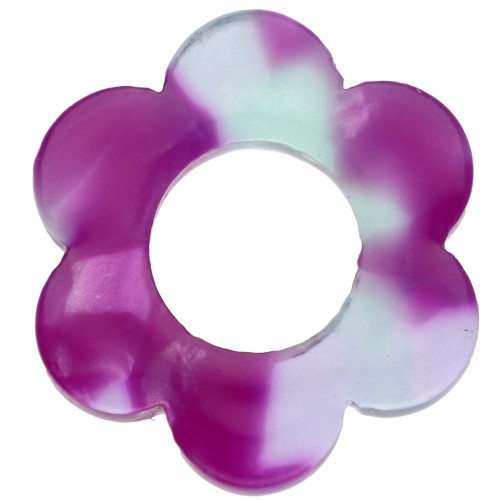 Ciondolo a forma di fiore in acetato da 14 mm - Tartaruga - Viola - Verde x1