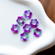 Ciondolo a forma di fiore in acetato da 14 mm - Tartaruga - Viola - Verde x1