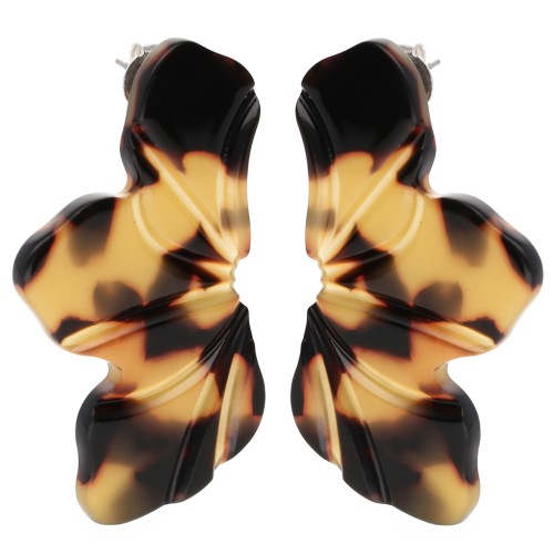 Orecchini a mezzo fiore 47x27 mm - Tartaruga - Marrone - Nero x2