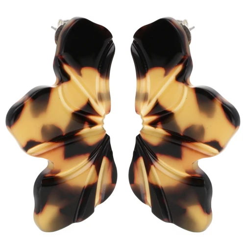 Orecchini a mezzo fiore 47x27 mm - Tartaruga - Marrone - Nero x2