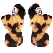 Orecchini a mezzo fiore 47x27 mm - Tartaruga - Marrone - Nero x2
