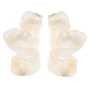 Orecchini a mezzo fiore 47x27 mm - Avorio marmorizzato - Beige scuro x2