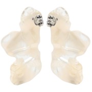 Orecchini a mezzo fiore 47x27 mm - Avorio marmorizzato - Beige scuro x2