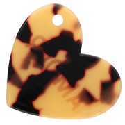 Ciondolo a cuore 39x45 mm in acetato - Love - Marrone tartaruga - Nero - Rosso