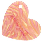 Ciondolo a cuore 39x45 mm in acetato - Bichette - Rosa marmorizzato - Giallo - Rosa intenso x1