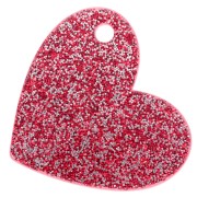 Ciondolo a forma di cuore 39x45 mm in acrilico - Mommy Dearest - Glitter rosso - Oro x1