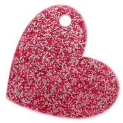 Ciondolo a forma di cuore 39x45 mm in acrilico - Mommy Dearest - Glitter rosso - Oro x1