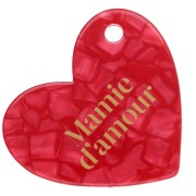 Ciondolo a cuore 39x45 mm in acetato - Mamie d'amour - Perla rossa - Oro x1