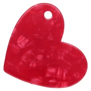 Ciondolo a cuore 39x45 mm in acetato - Mamie d'amour - Perla rossa - Oro x1