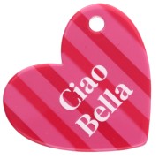 Ciondolo a forma di cuore 39x45 mm in acetato - Ciao Bella - Rosa - Rosso - Bianco a righe x1