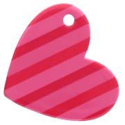 Ciondolo a forma di cuore 39x45 mm in acetato - Ciao Bella - Rosa - Rosso - Bianco a righe x1