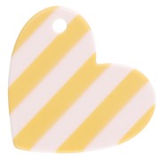 Ciondolo a cuore 39x45 mm in acetato - Dolce vita - Giallo - Bianco - Strisce blu x1