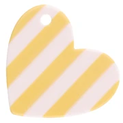 Ciondolo a cuore 39x45 mm in acetato - Dolce vita - Giallo - Bianco - Strisce blu x1