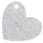 Ciondolo a forma di cuore in acrilico 39x45 mm - Perla - Argento AB glitter - Rosa chiaro x1