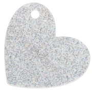 Ciondolo a forma di cuore in acrilico 39x45 mm - Perla - Argento AB glitter - Rosa chiaro x1