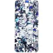 Ciondolo rettangolare 55x25 mm in acrilico - En voiture Simone - Blu glitter x1