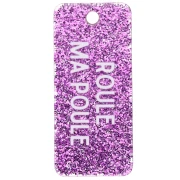 Pendente rettangolare 55x25 mm in acrilico - Roule ma Poule - Pailleté violet - Bianco