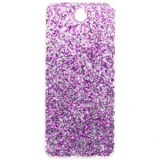 Pendente rettangolare 55x25 mm in acrilico - Roule ma Poule - Pailleté violet - Bianco