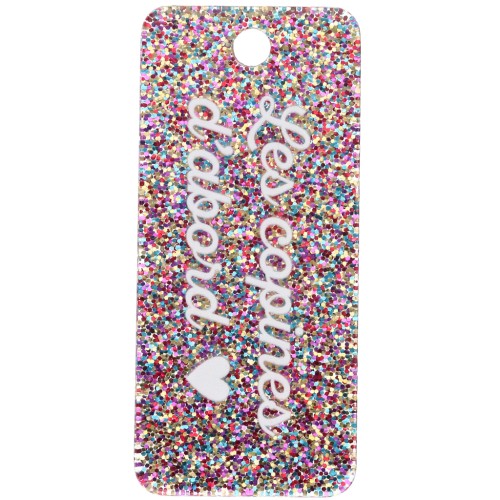 Pendente rettangolare 55x25mm in acrilico - Les copines d'abord - Glitter multicolore