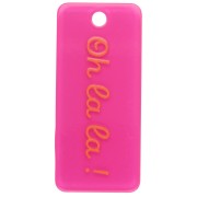 Pendente rettangolare 55x25mm in acetato - Oh la la ! - Rosa fluorescente - Arancione x1
