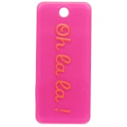 Pendente rettangolare 55x25mm in acetato - Oh la la ! - Rosa fluorescente - Arancione x1