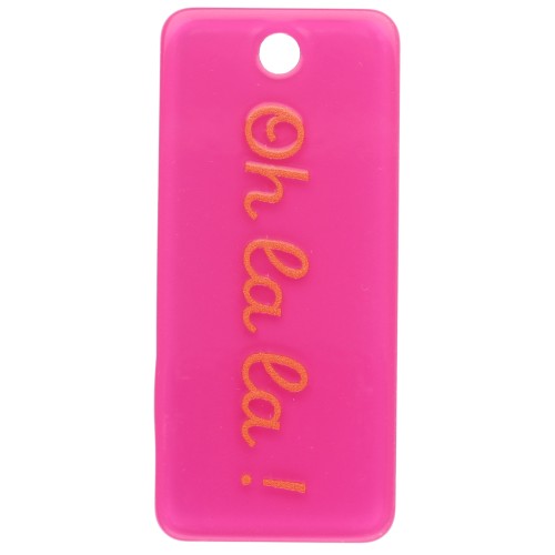 Pendente rettangolare 55x25mm in acetato - Oh la la ! - Rosa fluorescente - Arancione x1